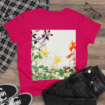 Aquilegia Flowers by Tanigami Kônan Women's Midweight Cotton Tee
