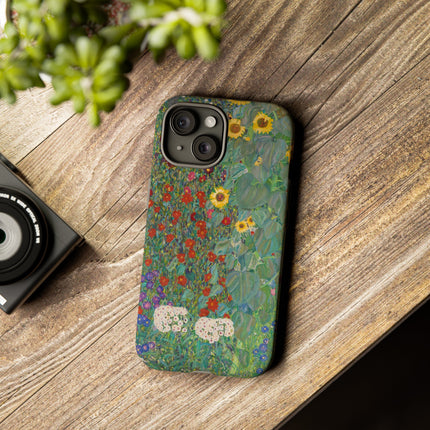 Farm Garden with Sunflowers by Gustav Klimt Phone Cases
