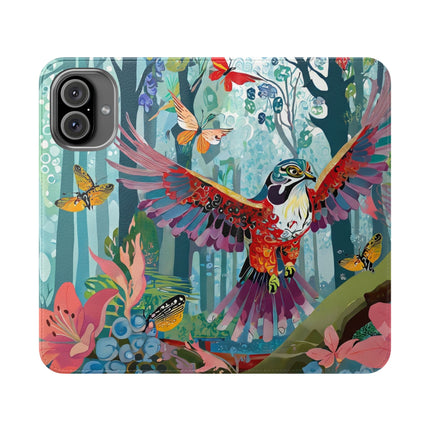 🦖🦋 Colorful Raptor Flip Case – Butterfly Wonder & Forest Adventure