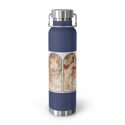 The Seasons by Alphonse Maria Mucha Copper Vacuum Insulated Bottle, 22oz