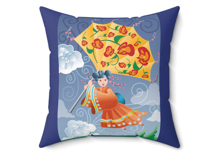 Flight of Blossoms Spun Polyester Square Pillow