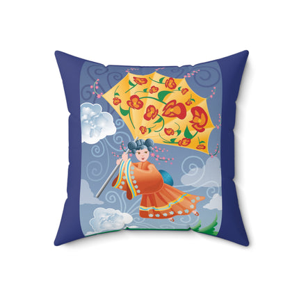 Flight of Blossoms Spun Polyester Square Pillow