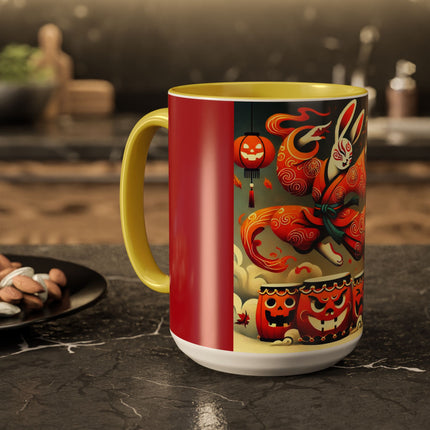 Jack-O’-Lantern Drums & The Kabuki Rabbit Colorful Mugs (11oz, 15oz)