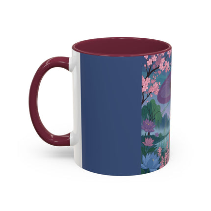The Lady Of The Cherry Blossoms Colorful Mugs – Art Deco Spring Elegance