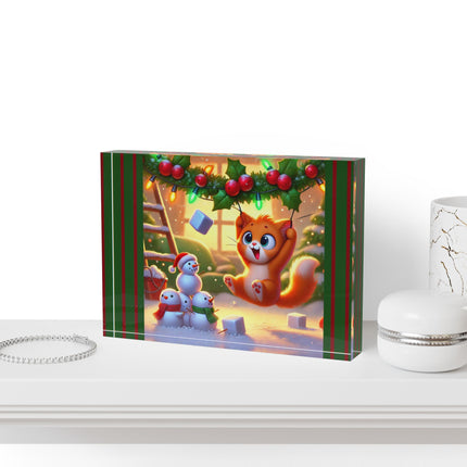 Naughty or Nice Kitten Christmas Scented Acrylic Art Block