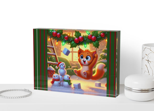 Naughty or Nice Kitten Christmas Scented Acrylic Art Block