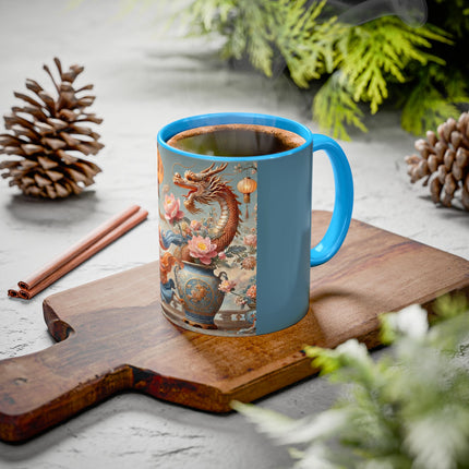 Golden Dragon & Lantern Lady Colorful Mug – Imperial Dragon & Elegant Harmony