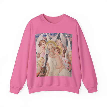 Madonna with Child Surrounded by Musical Angels by Gerda Wegener Heavy Blend™ Crewneck Sweatshirt