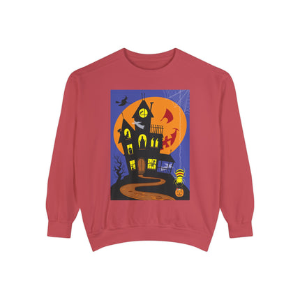 Halloween Night at the Haunted House Unisex Garment-Dyed Sweatshirt