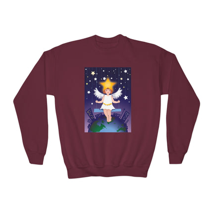 Celestial Magic Youth Crewneck Sweatshirt – Dreamy Night Sky & Angelic Wonder