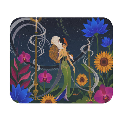 🌙🪷 The Lady Of The Midnight Marionette Mouse Pad – Art Deco Floral Fantasy