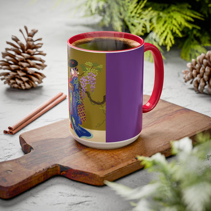 Wisteria Elegance Colorful Mug (11oz, 15oz) – Floral Beauty, Kimono Art & Timeless Grace