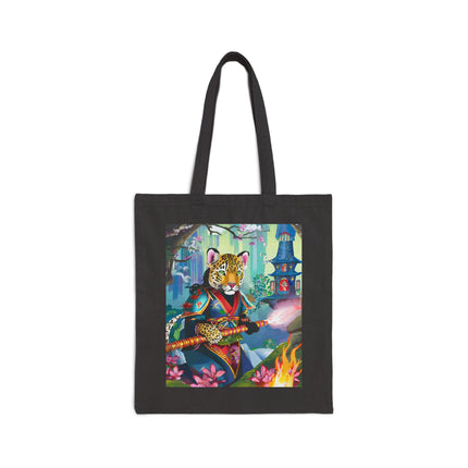 Cyberpunk Leopard Cotton Canvas Tote Bag