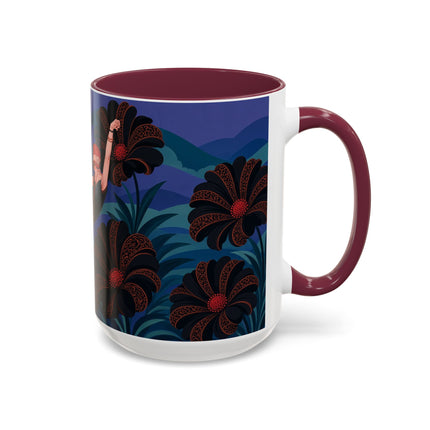 🖤🌺 The Midnight Floral Acrobat Colorful Mug – Art Deco Fashion Whimsy