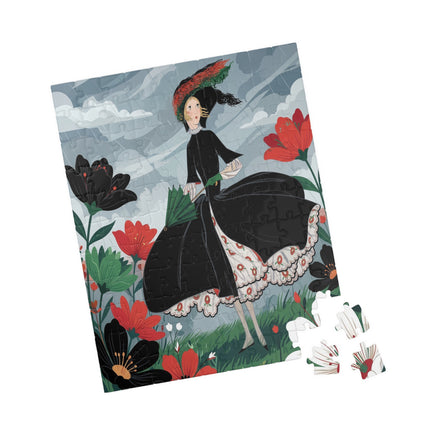 🌧️🌺 The Stormy Flower Walk Puzzle – Art Deco Floral Fashion