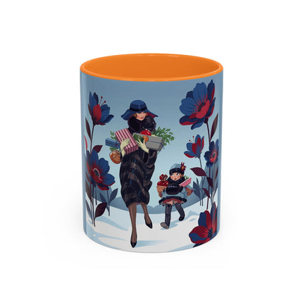 🎁🌺 The Christmas Gift Garden Stroll Colorful Mug – Art Deco Holiday Fantasy