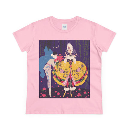 🌹🌙 The Queen Of The Midnight Roses Cotton Tee – Art Deco Garden Fantasy
