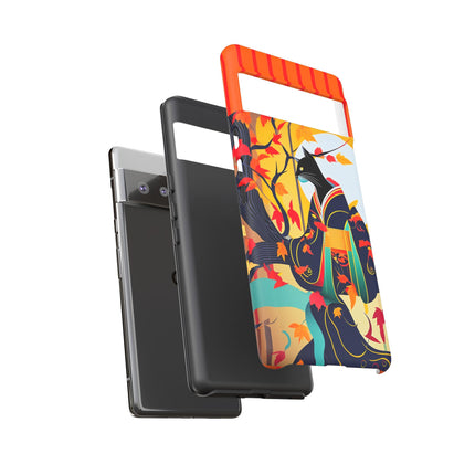 Black Cat in Kimono Phone Cases