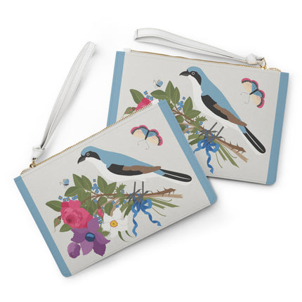 Bluebird & Butterfly Clutch Bag – Elegant Charm & Springtime Grace