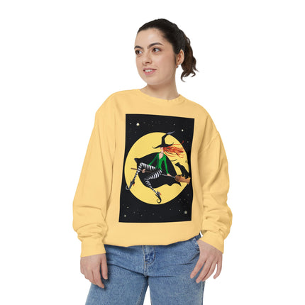 A Witch’s Moonlit Flight Unisex Garment-Dyed Sweatshirt