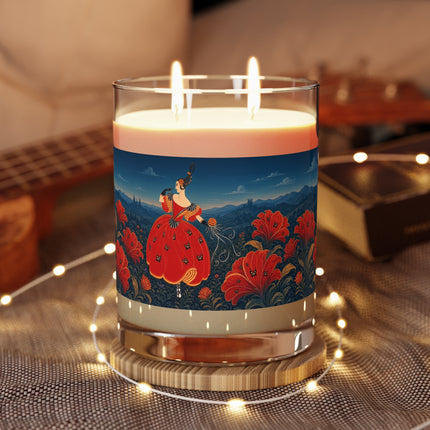 🌺🌙 The Lady Of The Crimson Twilight Garden Scented Candle – Art Deco Floral Fantasy