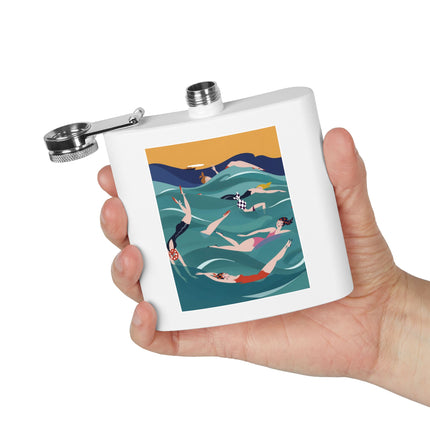 Summer Splash Stainless Steel Flask – Retro Beach Joy & Carefree Summer Vibes