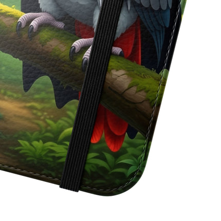 🪶🌲 The African Grey Sentinel Flip Case – Quiet Strength & Woodland Adventure
