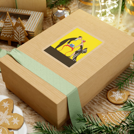 A Moment of Elegance: A Passionate Embrace Amidst Golden Splendor Kiss-Cut Stickers (4 Stickers)