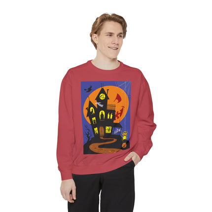 Halloween Night at the Haunted House Unisex Garment-Dyed Sweatshirt