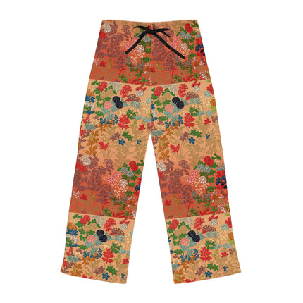 Japanese Fan Flower Pattern by G.A. Audsley Women's Pajama Pants (AOP)
