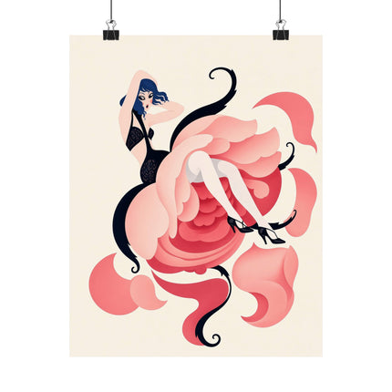 🌹🖤 The Lady Of The Midnight Rose Matte Vertical Poster – Art Deco Floral Fashion