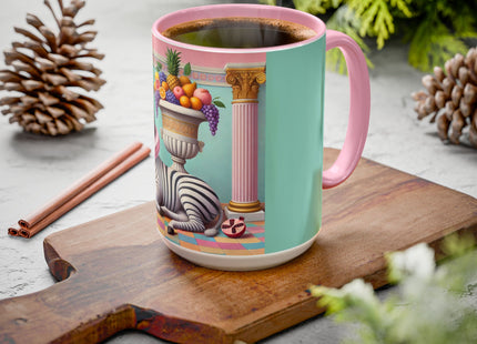 Still Life with Zebra, Fruit, and Pink Columns Colorful Mugs (11oz, 15oz)