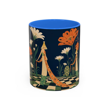 🌼🧡 The Midnight Floral Masquerade Colorful Mug – Art Deco Fashion Fantasy