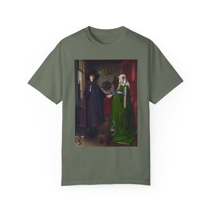 Arnolfini Portrait by Jan Van Eyck Unisex Garment-Dyed T-shirt