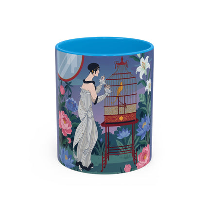 Whispers to the Golden Songbird Colorful Mugs – Art Deco Garden Elegance