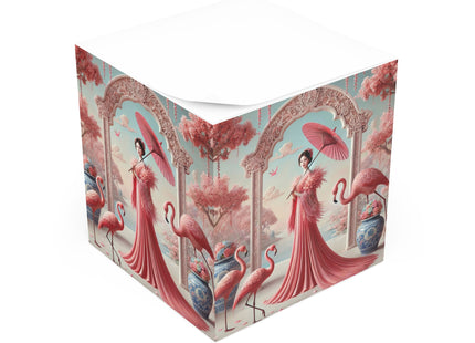 Petals, Porcelain, and Flamingos Note Cube