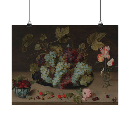 Still-life with Grapes, Flowers, & Berries by Isaak Soreau Matte Horizontal Posters