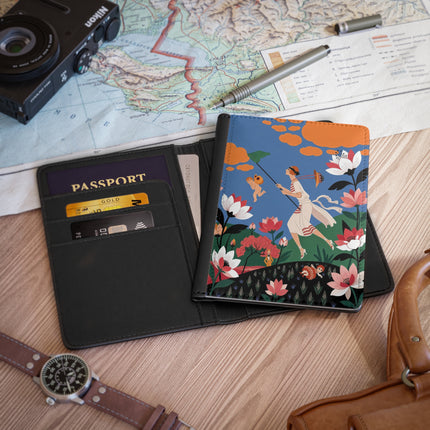 🪁🌺 The Lady Of The Flying Garden Passport Cover – Art Deco Floral Fantasy