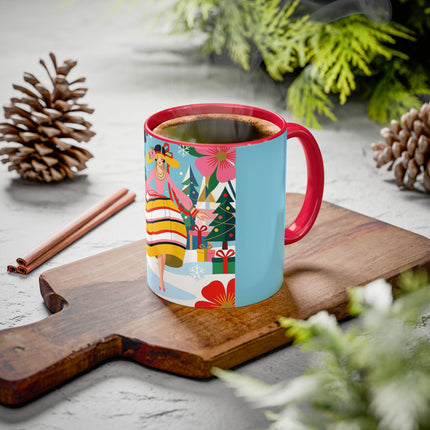 🌼🎄 The Christmas Blossom Belle Colorful Mug – Colorful Art Deco Holiday Fantasy