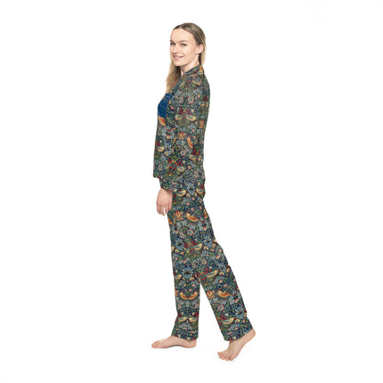 Strawberry Thief by William Morris Women's Satin Pajamas (AOP)