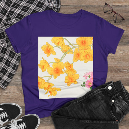 Golden Bow Orchid Women's Midweight Cotton Tee