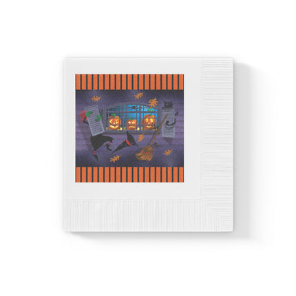 Whimsical Halloween Mischief White Coined Napkins