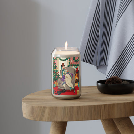 🖤🔥 The Lady Of The Christmas Hearth Scented Soy Candle – Art Deco Holiday Elegance