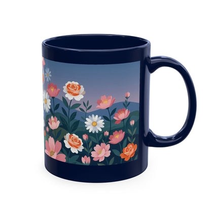 🌸🎭 The Lady Of The Floral Masquerade Garden Ceramic Mug – Art Deco Fashion Whimsy