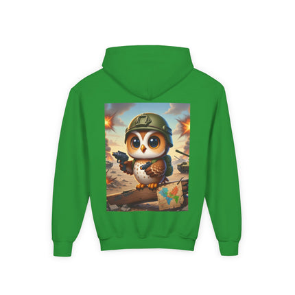 Owl on the Front Lines Youth Hooded Sweatshirt – Courage, Wisdom & Quiet Strength