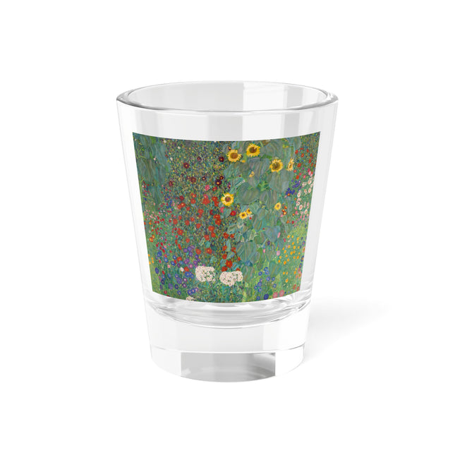 Farm Garden with Sunflowers by Gustav Klimt Shot Glass, 1.5oz