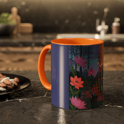The Lady And The Midnight Birdcage Colorful Mugs – Art Deco Botanical Elegance