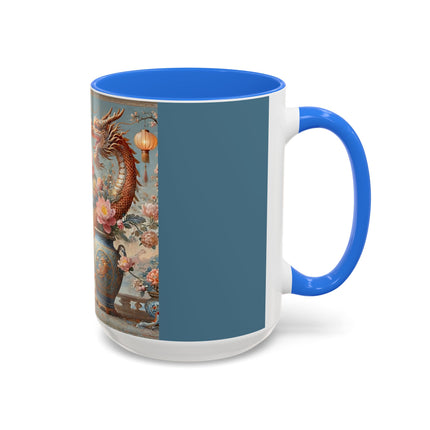 Golden Dragon & Lantern Lady Colorful Mug – Imperial Dragon & Elegant Harmony
