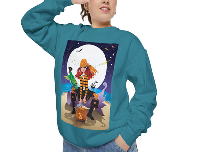 Moonlit Pirate Halloween Unisex Garment-Dyed Sweatshirt