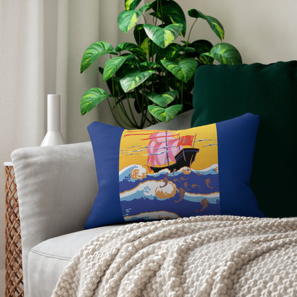 Golden Seas and Whimsical Dreams Spun Polyester Lumbar Pillow
